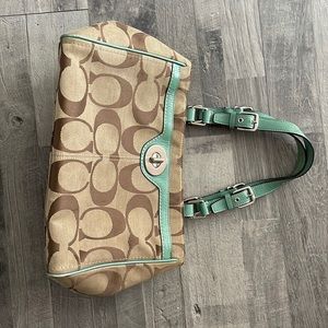 Coach bag with mint green trim